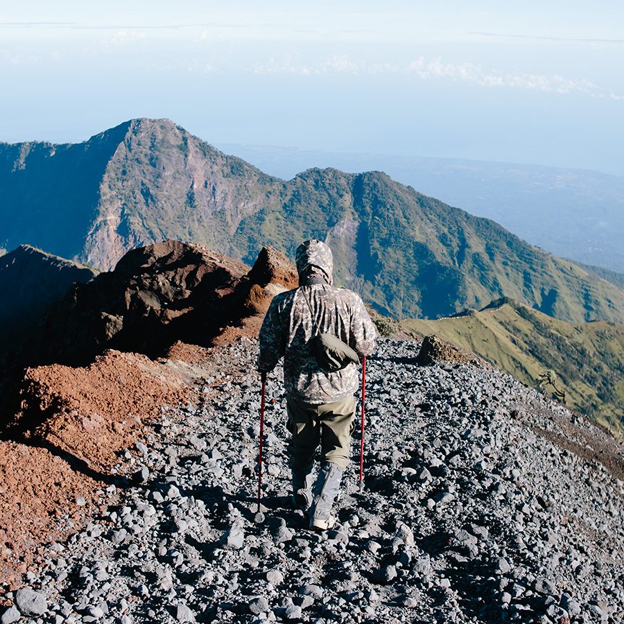 A man hiking in the mountains